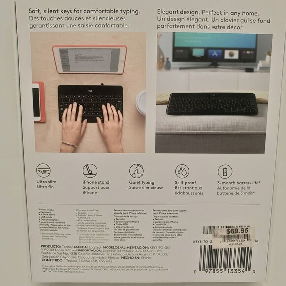 LOGITECH KEYS-TO-GO BLUETOOTH CORDLESS KEYBOARD FOR "I" PRODUCTS - Picture 8 of 10